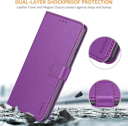 Leder Handyhülle für iPhone 12/12 Pro Violett mit Kartenschlitzen