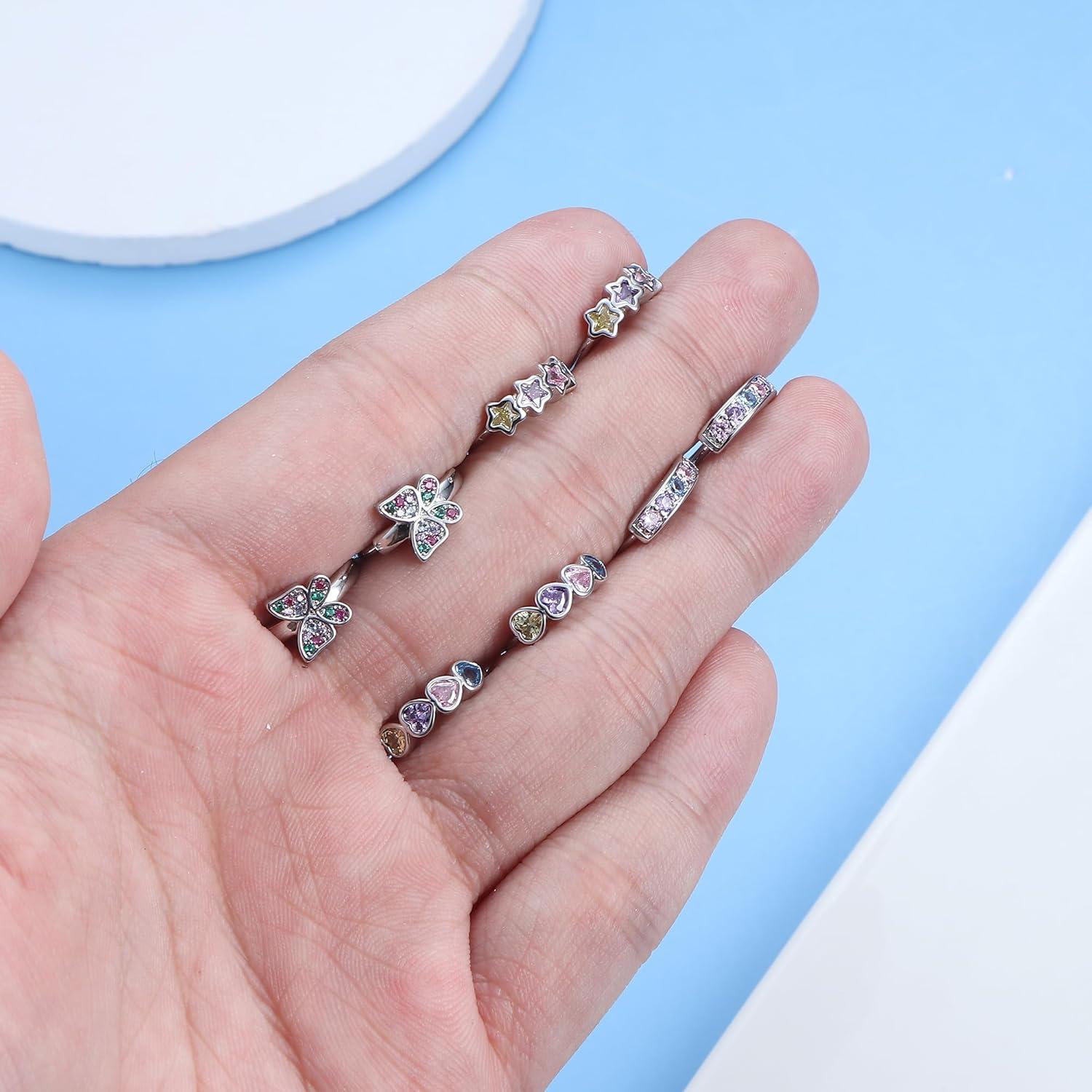 Kleine Creolen Set Silber Herz Stern Schmetterling Zirkonia Mädchen Kinder