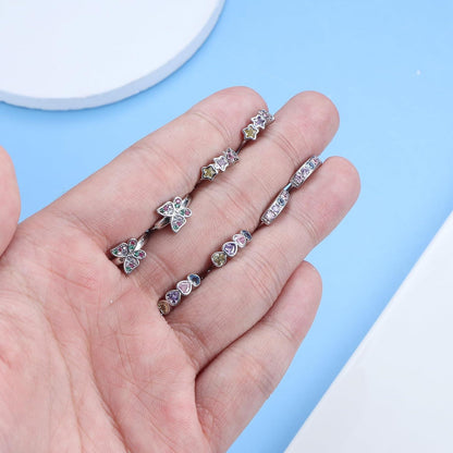 Kleine Creolen Set Silber Herz Stern Schmetterling Zirkonia Mädchen Kinder
