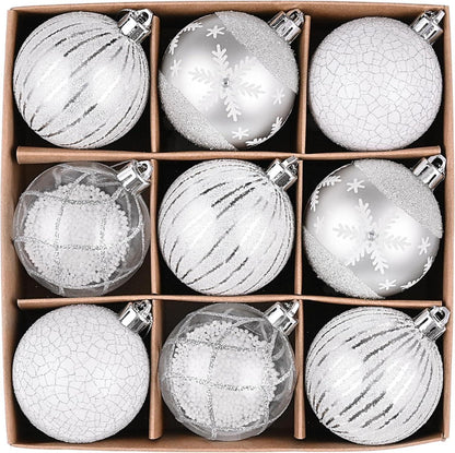 Weihnachtskugeln 9er Set Christbaumkugeln Transparent 6cm Silber
