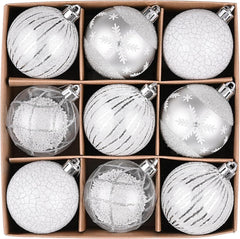 Weihnachtskugeln 9er Set Christbaumkugeln Transparent 6cm Silber