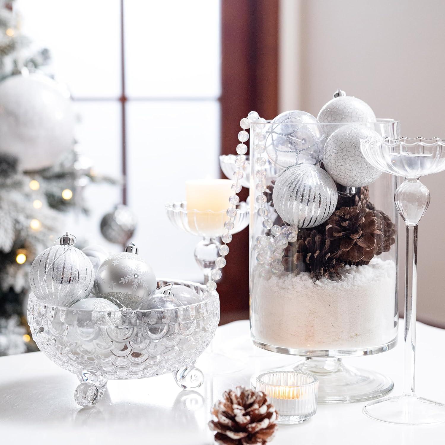 Weihnachtskugeln 9er Set Christbaumkugeln Transparent 6cm Silber