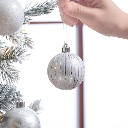 9er Set 6cm Transparente Weihnachtskugeln Silber Weiß Christbaumschmuck