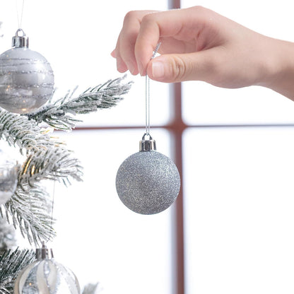 35er Set 5cm Weihnachtskugeln Christbaumschmuck Transparent Silber
