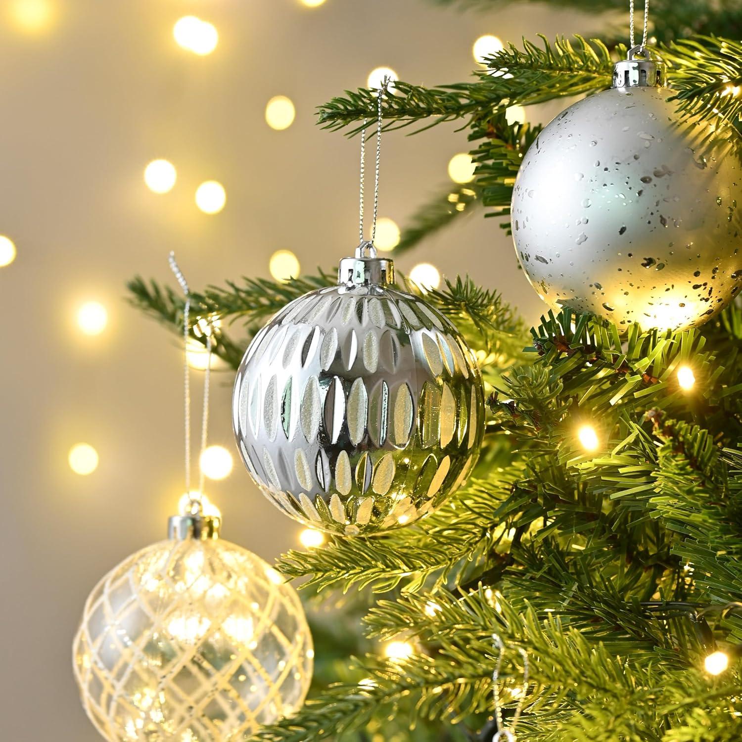 Weihnachtskugeln Set 12 Stück Transparent 8cm Christbaumschmuck Silber