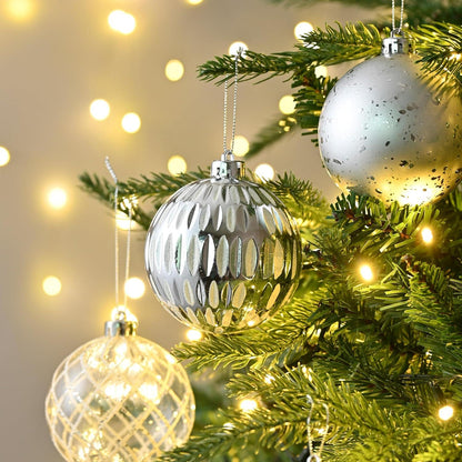 Weihnachtskugeln Set 12 Stück Transparent 8cm Christbaumschmuck Silber