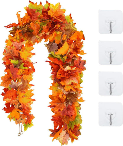 Künstliche Herbstblätter Girlande mit Haken, Halloween Deko 175cm