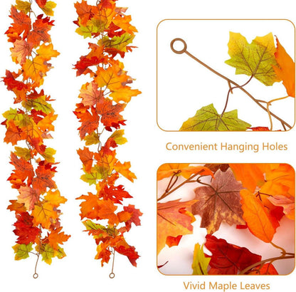 Künstliche Herbstblätter Girlande mit Haken, Halloween Deko 175cm