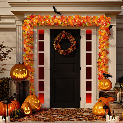 Künstliche Herbstblätter Girlande 175cm mit 4 Haken Halloween Deko