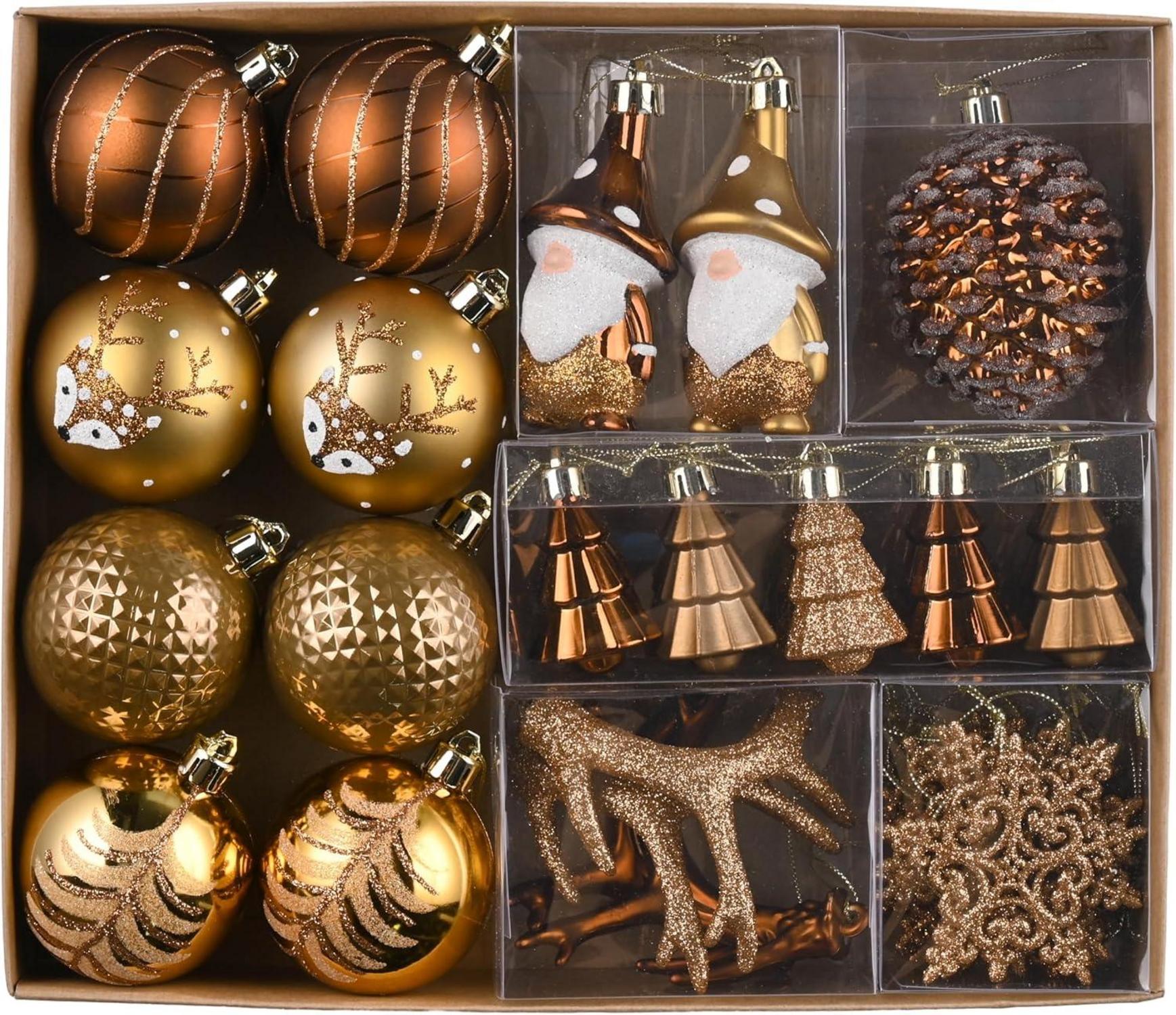 Weihnachtskugeln Set Christbaumkugeln Kunststoff Bronze Waldland