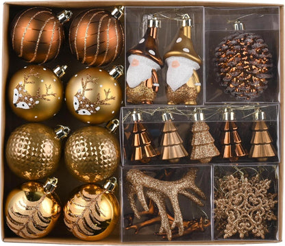 Weihnachtskugeln Set Christbaumkugeln Kunststoff Bronze Waldland