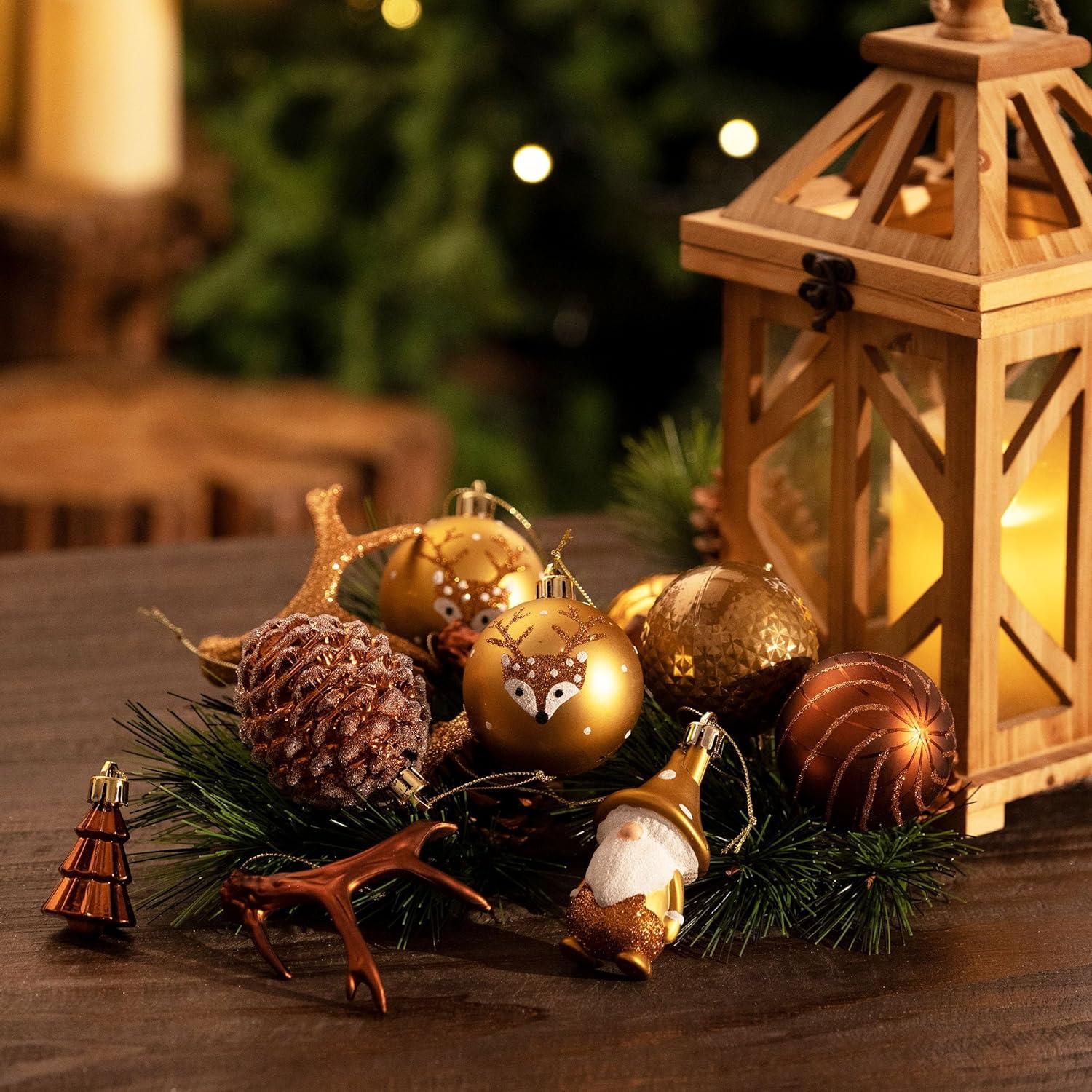 Weihnachtskugeln Set Christbaumkugeln Kunststoff Bronze Waldland