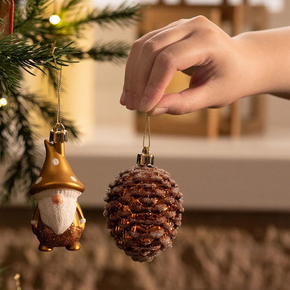 40er Bronze Weihnachtskugeln Set Waldland Weihnachtsdeko mit Geschenkpaket