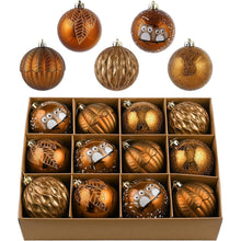 Weihnachtskugeln 12er Set 8cm Bronze Waldland Thema Bruchfest