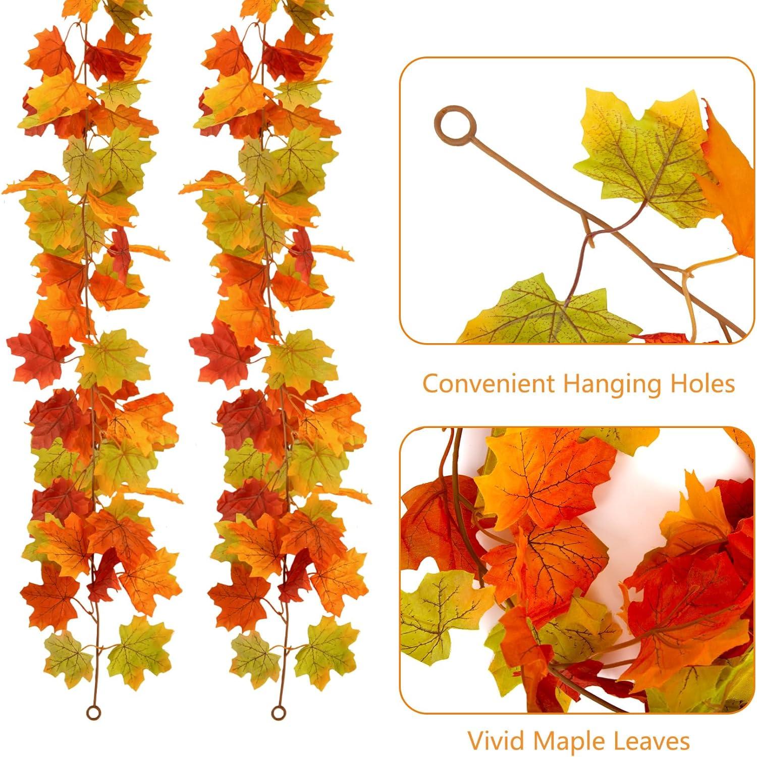 Künstliche Herbstblätter Girlande mit Haken, Ahornblätter