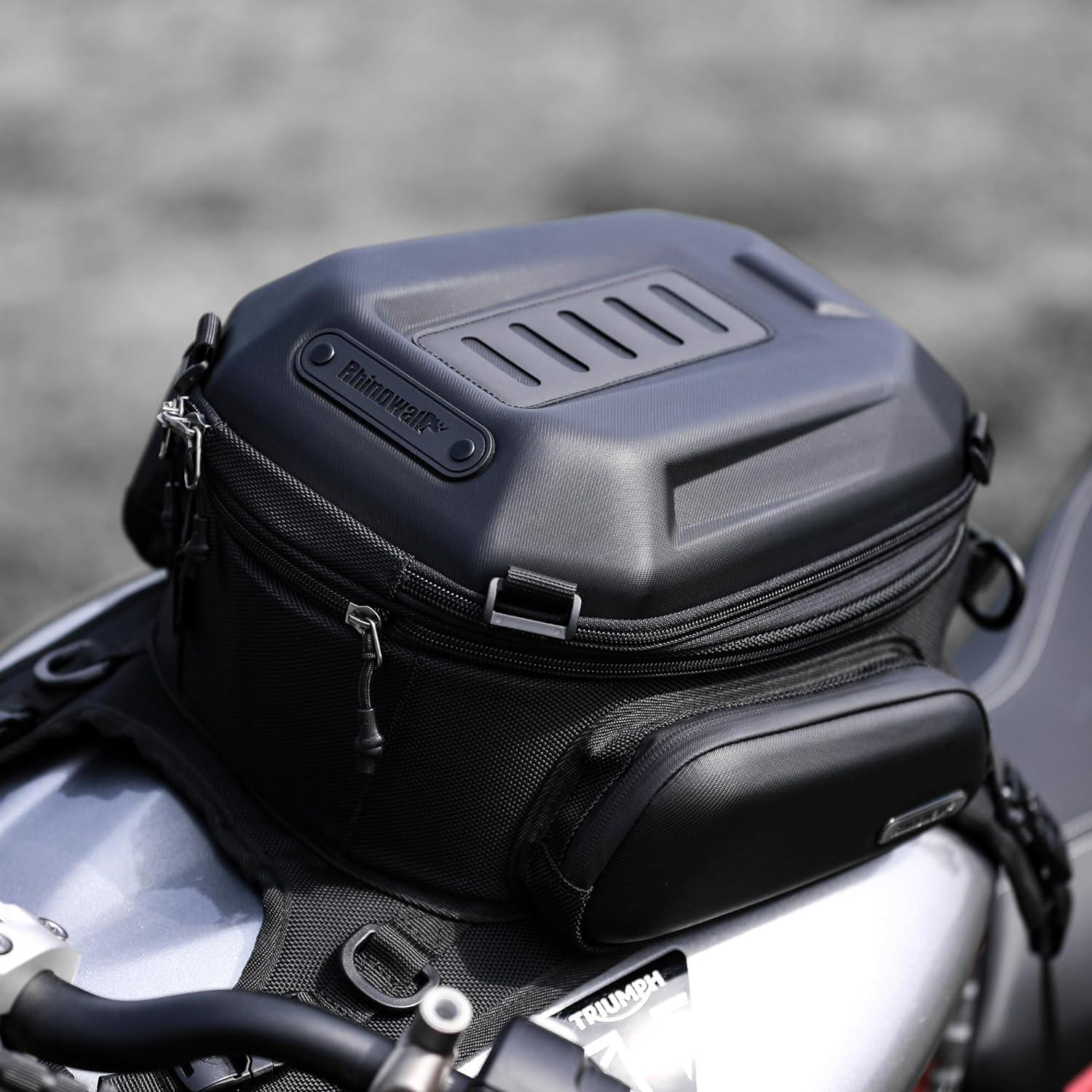 Motorrad Tankrucksack Hartschale Wasserdicht Erweiterbar 15-18L Schwarz