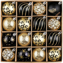Weihnachtskugeln Schwarz Gold 16er Set 6cm Bruchfest mit Aufhänger
