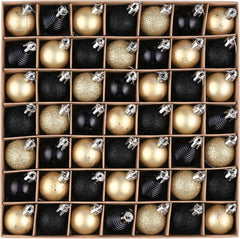 49 Stück 3cm Schwarze Gold Weihnachtskugel Set - Thema Modern Luxury