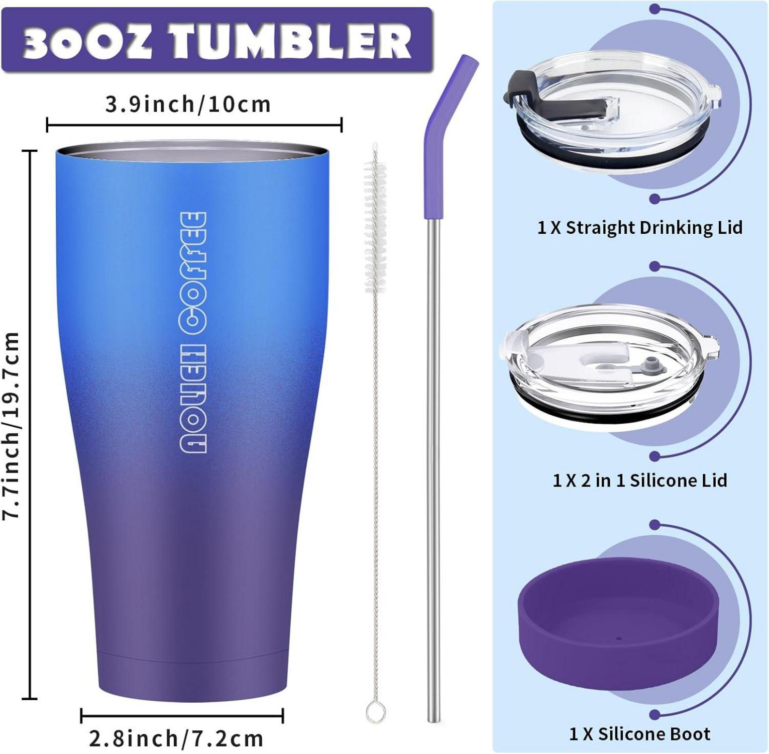 Tumbler 850ml isoliert Kaffeetasse Deckel Strohhalm Edelstahl Ozean