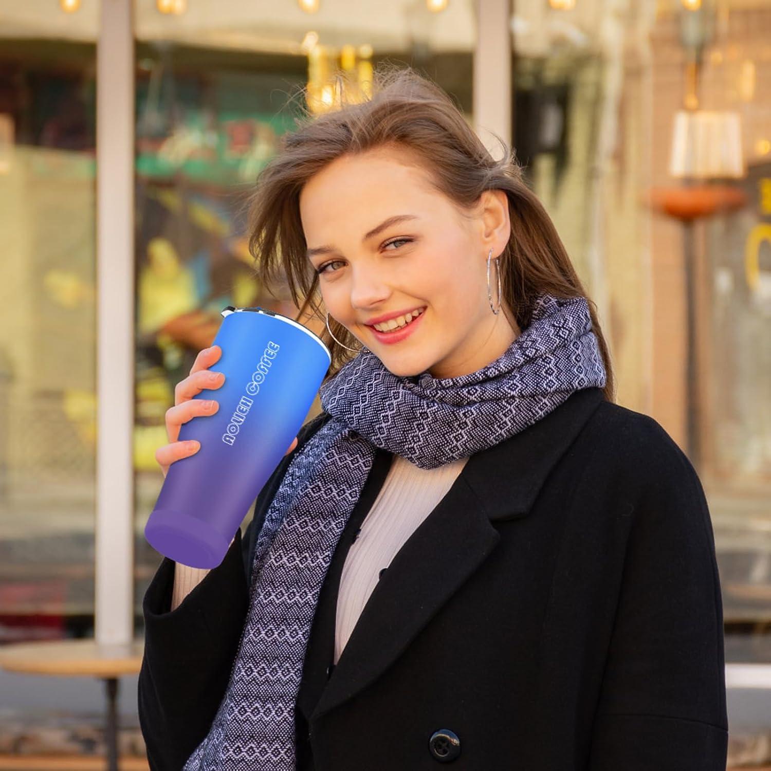 Tumbler 850ml isoliert Kaffeetasse Deckel Strohhalm Edelstahl Ozean