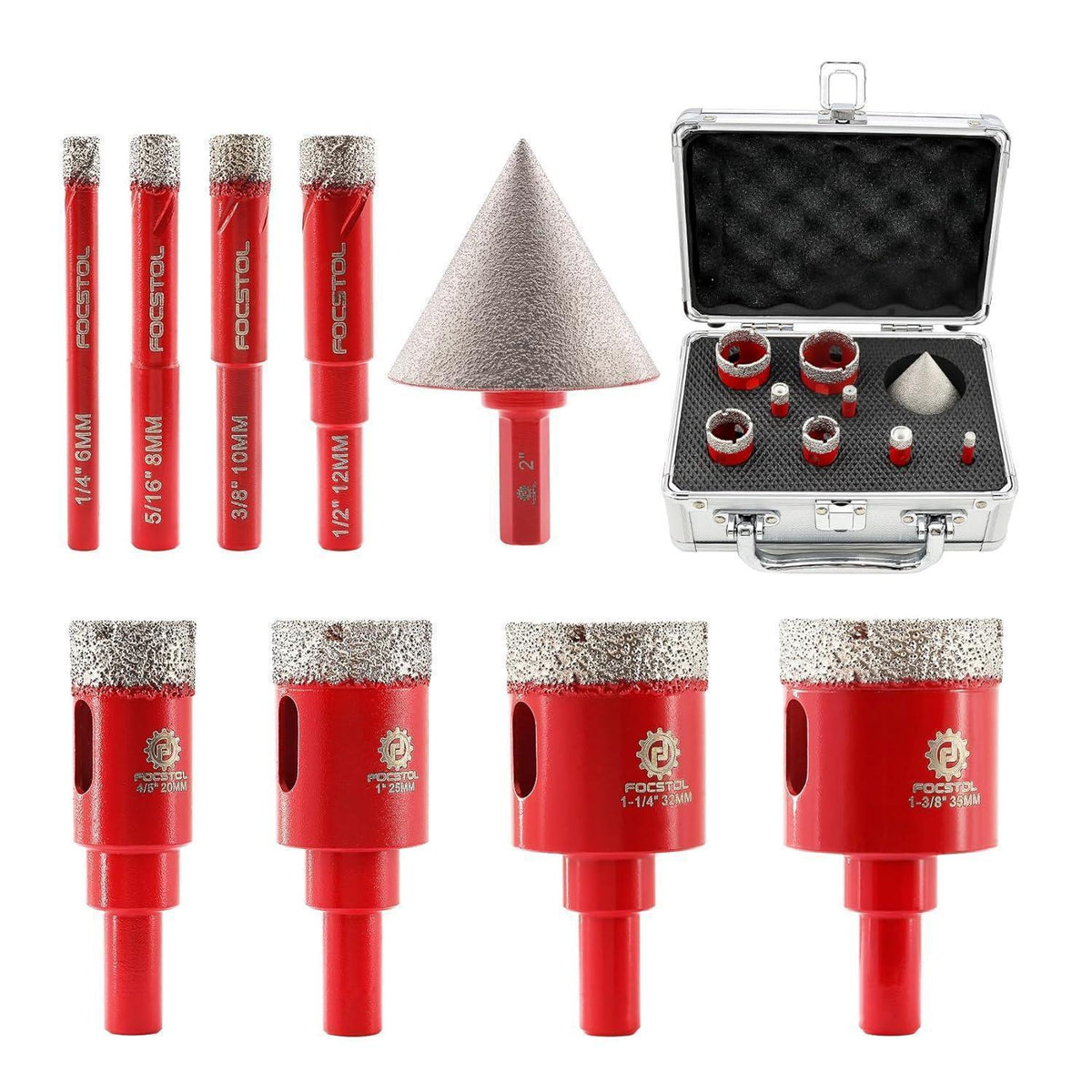 Diamant Fliesenbohrer Set 9-teilig mit Fasenbohrer