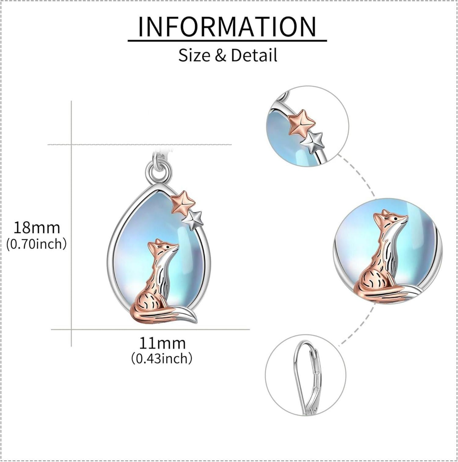 Fuchs Ohrringe Sterlingsilber Mondstein Tier Schmuck