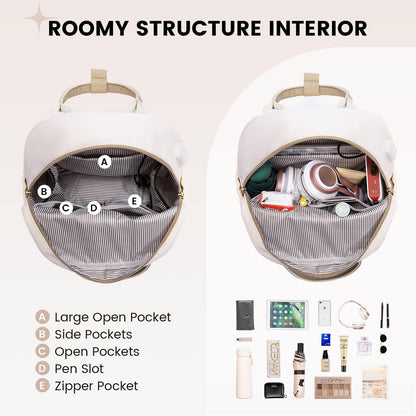 13,3 Zoll Damen Rucksack Wasserdicht Mini Cityrucksack Beige