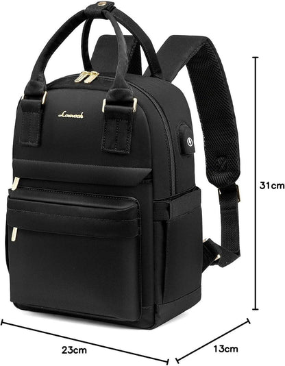 Damen Rucksack 13,3 Zoll Schwarz Wasserdicht Mini Elegant