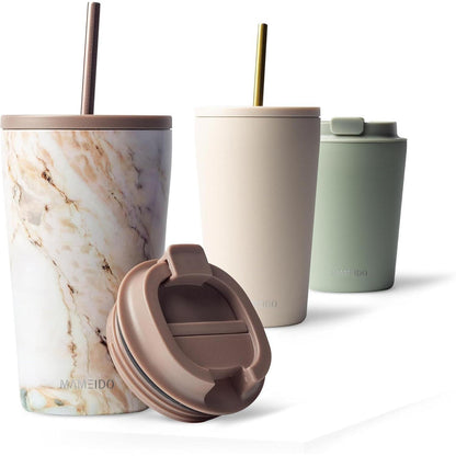 Thermobecher mit Strohhalm 470ml & 700ml - Trinkbecher aus