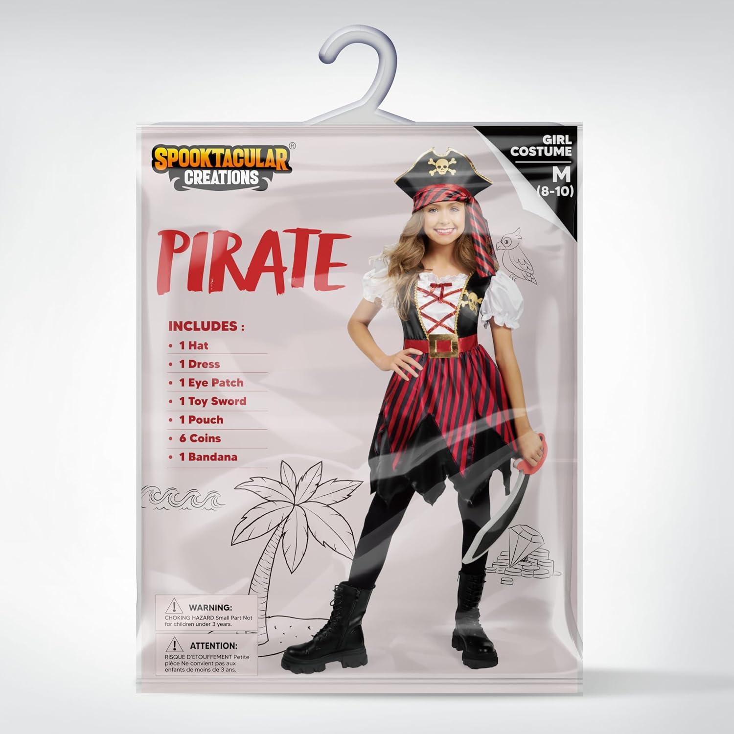 Kinder Piratenkostüm Mädchen Buccaneer Prinzessin Halloween Kleid S (5-7