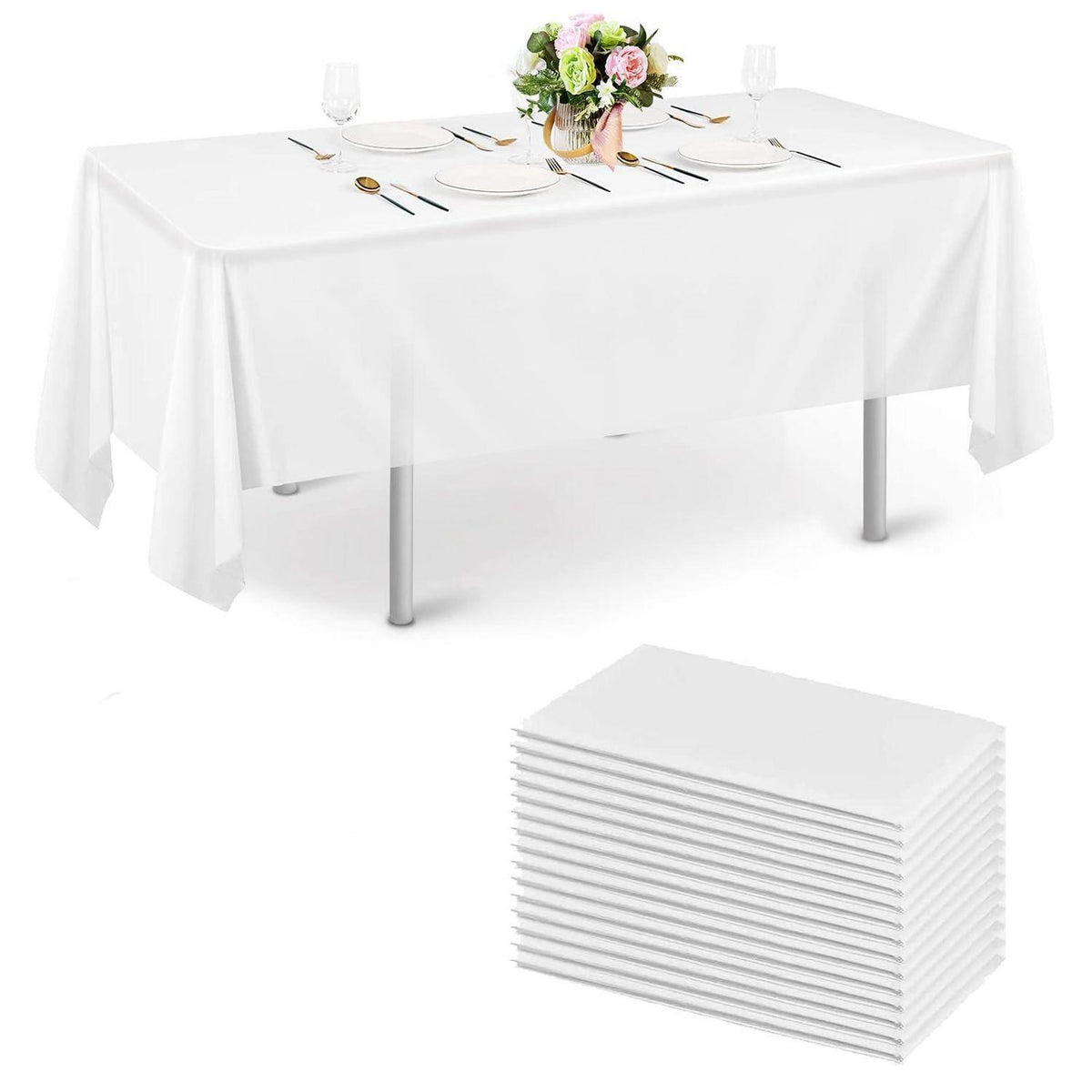 10x Einweg Tischdecke Weiß 150x280cm – Wasserdicht & Partybereit