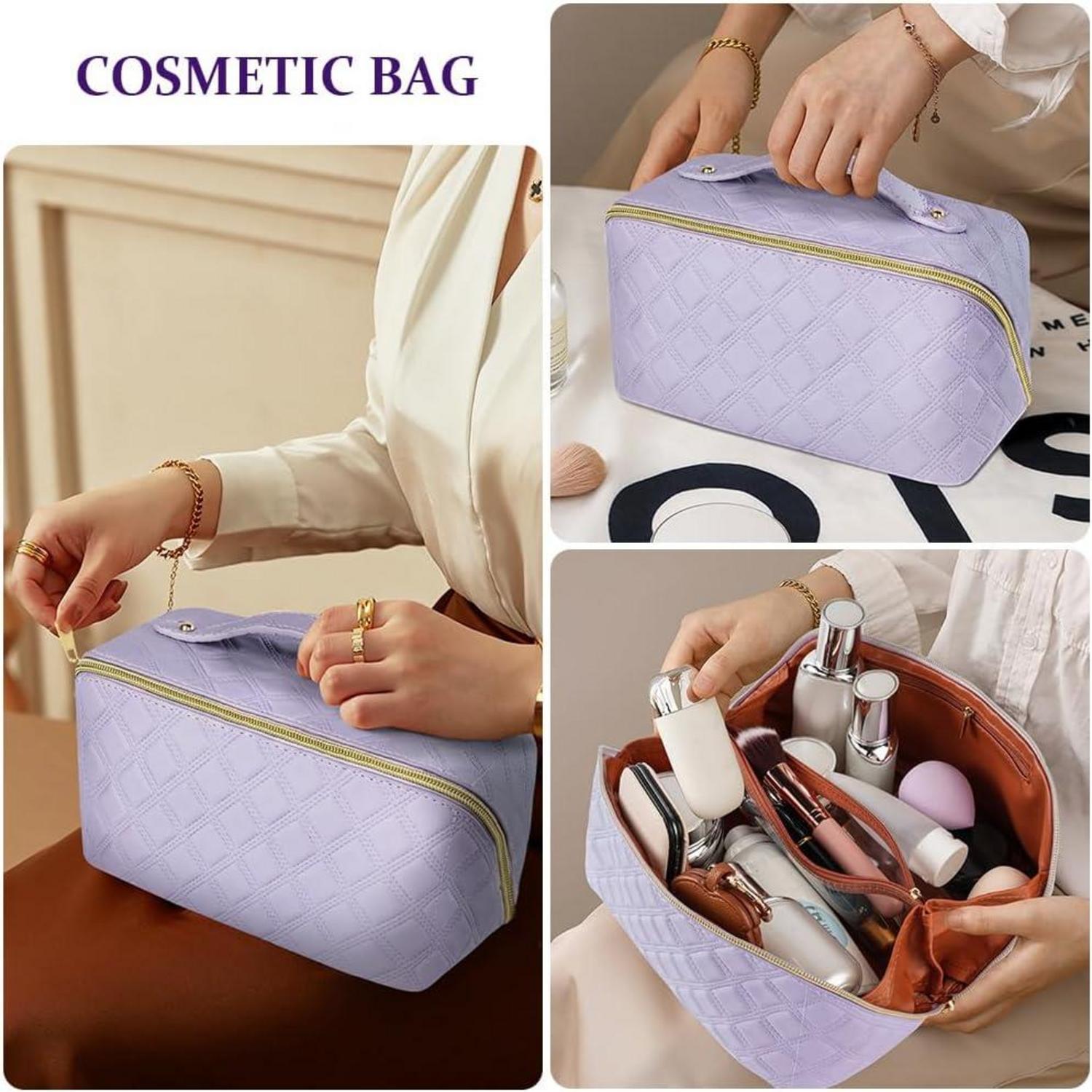 Reise Kosmetiktasche PU Leder Tragbar Make-up Tasche Wasserdicht Groß Kapazität