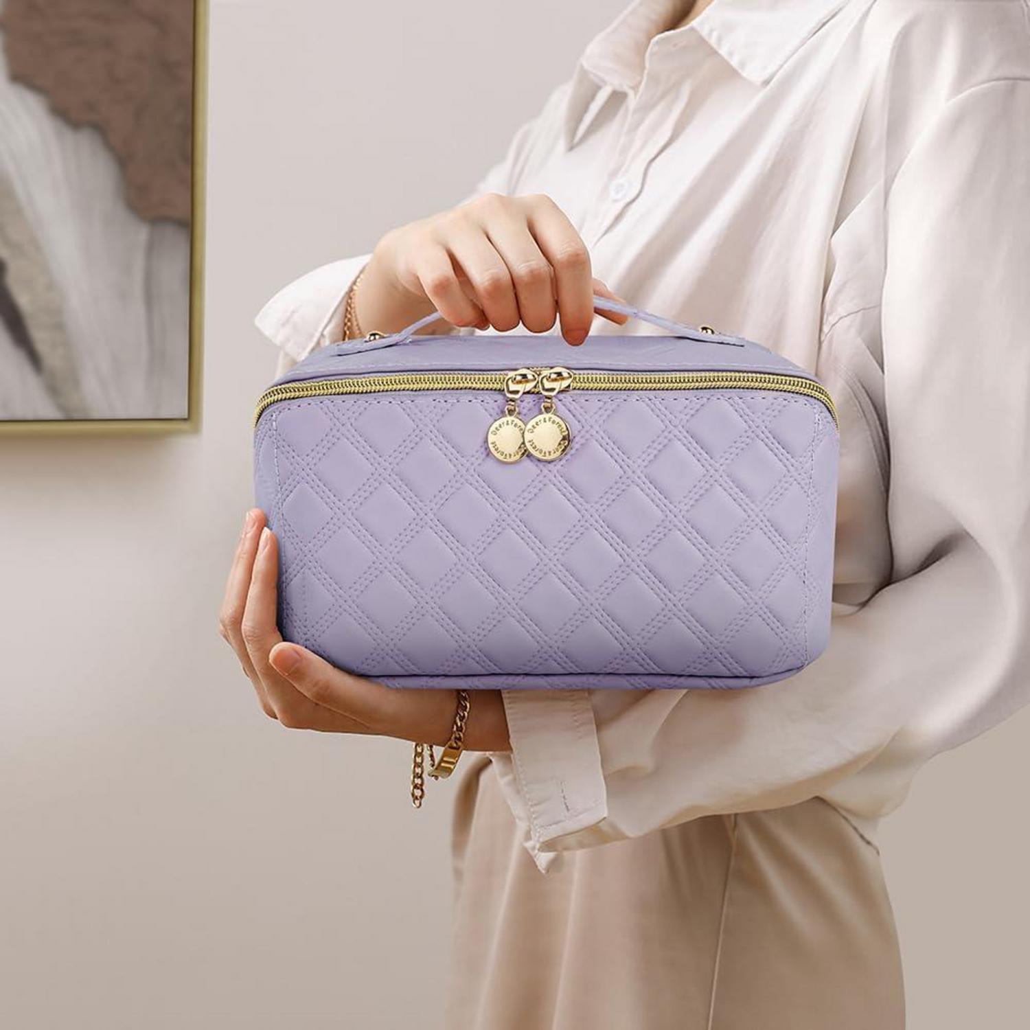 Reise Kosmetiktasche PU Leder Tragbar Make-up Tasche Wasserdicht Groß Kapazität