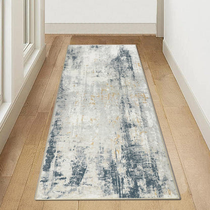 Teppichläufer Flur Küche rutschfest 65x180cm Waschbar Beige Blau
