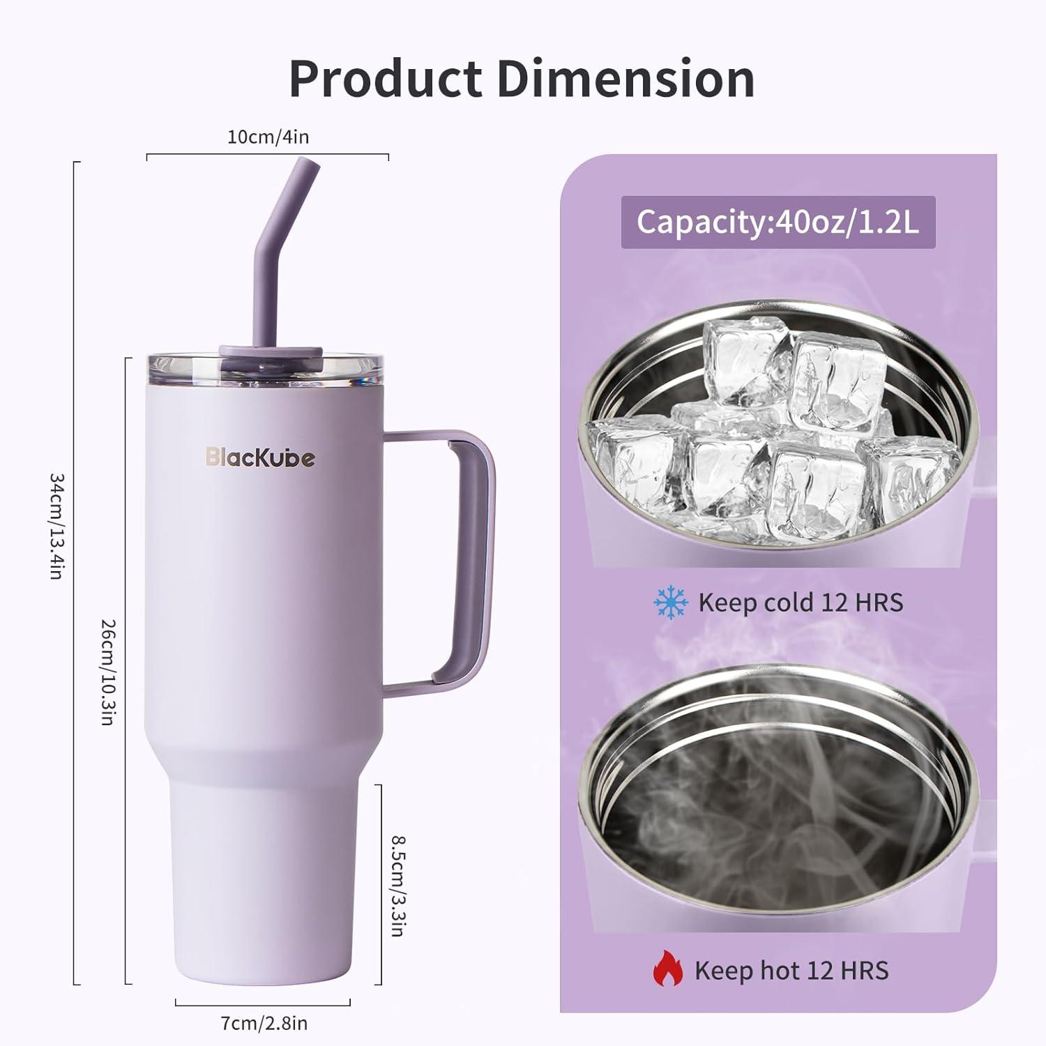 Blackube 1200ml Trinkbecher mit Deckel und Strohhalm aus
