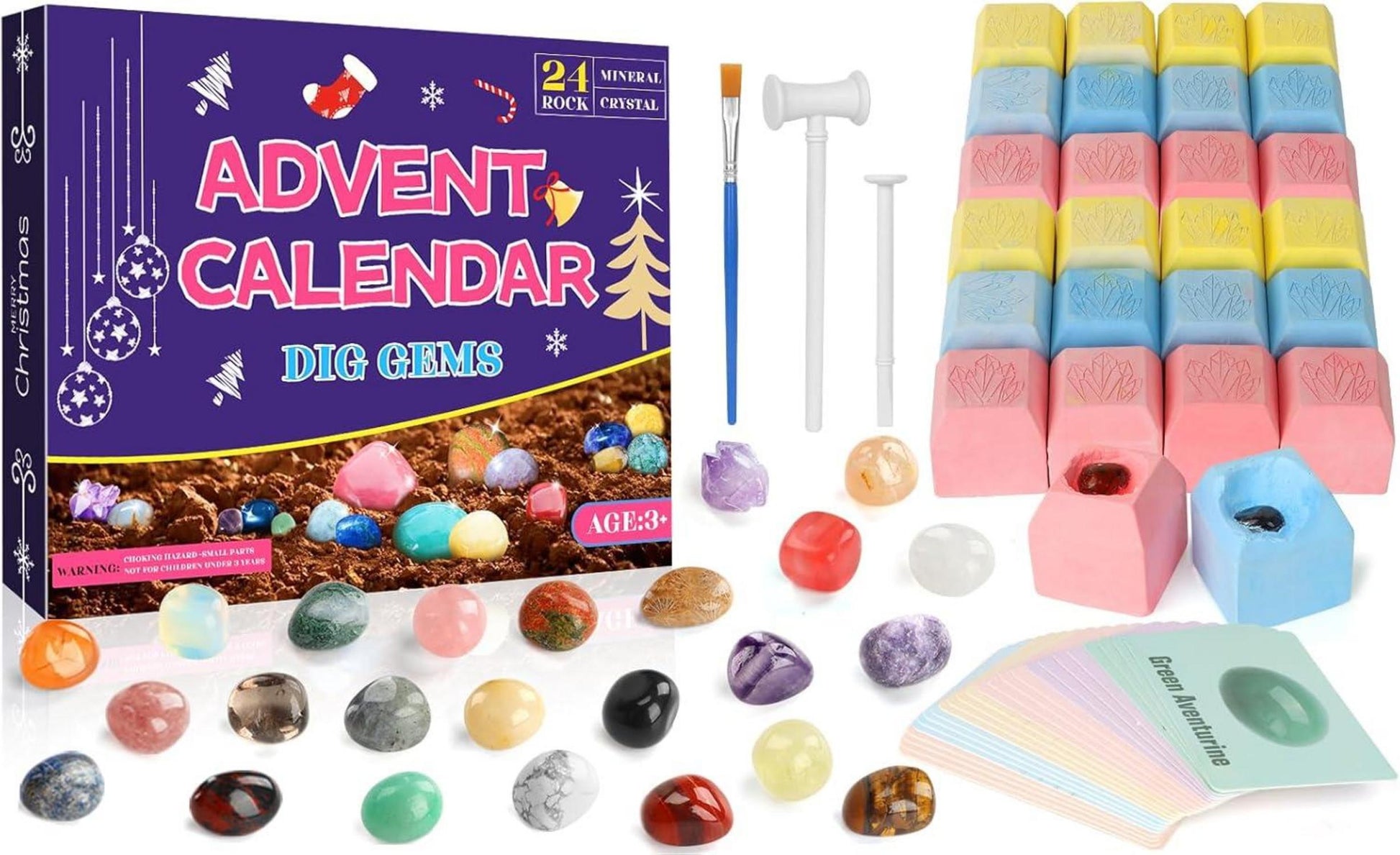 Adventskalender 2024 für Kinder Kristalle und Edelsteine 24 Tage