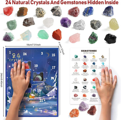 Adventskalender Kristalle Mineralien Edelsteine Countdown 2024