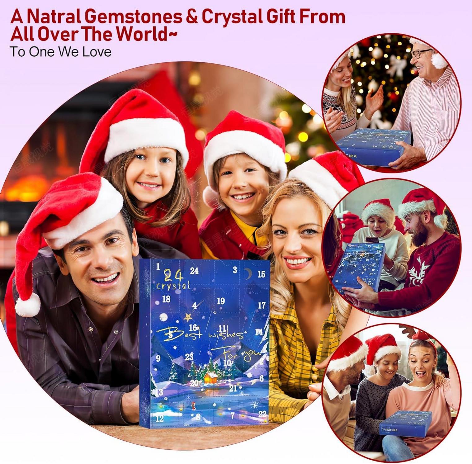 Adventskalender 2024 Kristalle Mineralien Edelsteine 24-Tage Countdown
