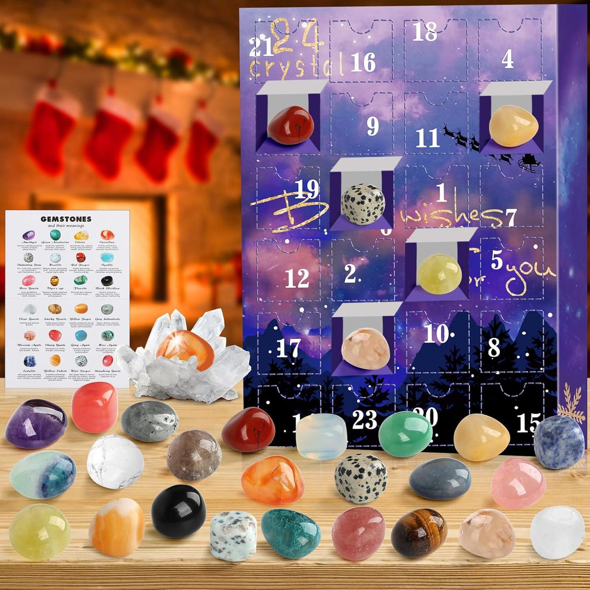 24 Kristalle Mineralien Edelsteine Adventskalender 2024 für Kinder