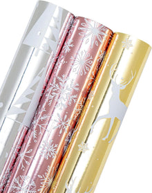 Weihnachts-Geschenkpapierrolle Mini-Rolle 3 Rollen 43,2x305 cm Rentier