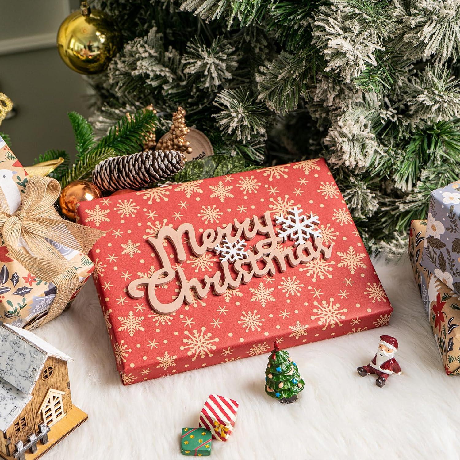 Weihnachts-Geschenkpapier Kraftpapier Tauben Schneeflocken