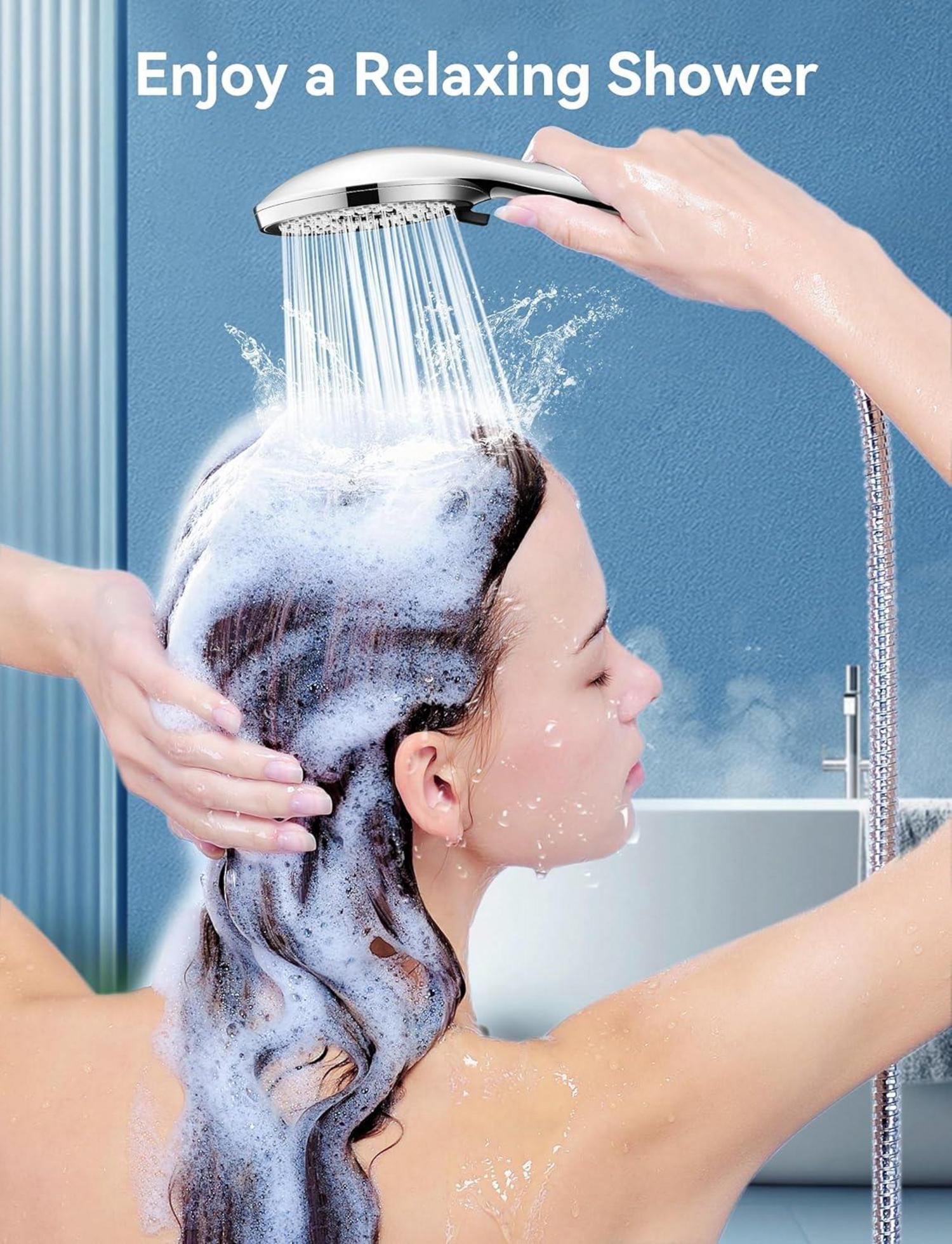 Wassersparender Duschkopf mit Schlauch 2M, 5 Strahlarten