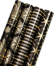 Weihnachtsgeschenkpapierrolle mit metallischem Design - 4 Rollen