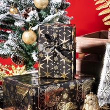 Weihnachtsgeschenkpapierrolle Schwarz-goldenes