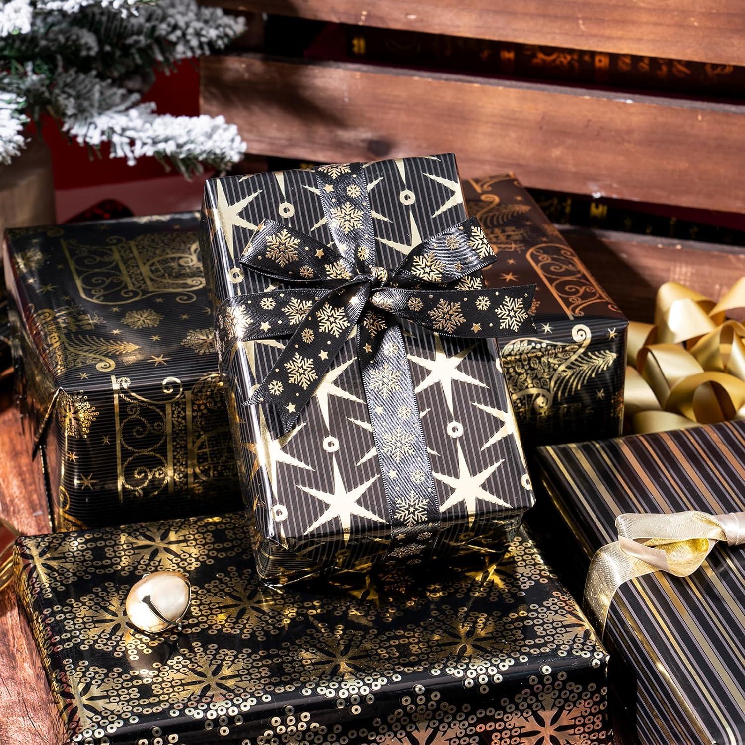 Weihnachtsgeschenkpapierrolle mit metallischem Design - 4 Rollen