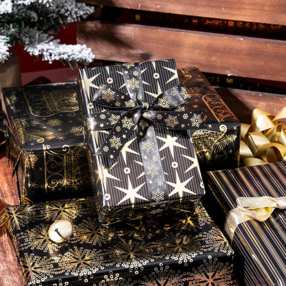 Weihnachtsgeschenkpapierrolle mit metallischem Design - 4 Rollen