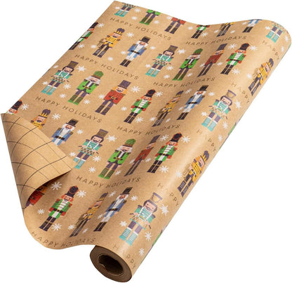Weihnachts-Geschenkpapier Jumbo-Rolle Kraftpapier Nussknacker Design