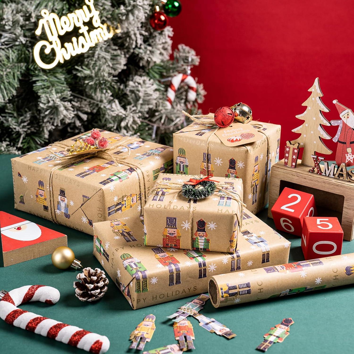 Weihnachts-Geschenkpapier Nussknacker Kraftpapier 43,2 cm x