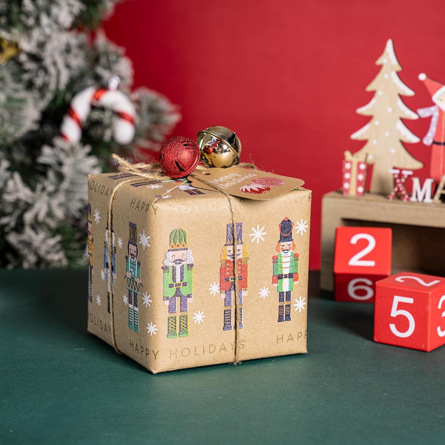 Weihnachts-Geschenkpapier Jumbo-Rolle Kraftpapier Nussknacker Design