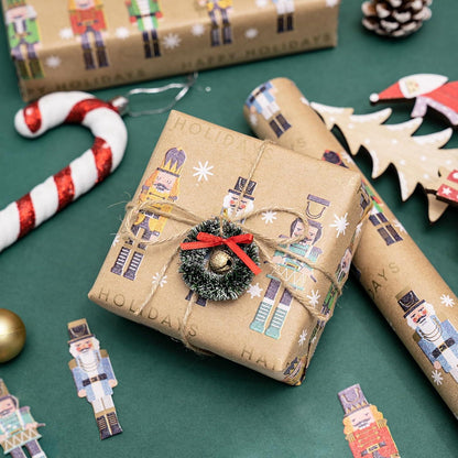 RUSPEPA Weihnachts-Geschenkpapier Nussknacker Solides Kraftpapier 43,2cm x 10m